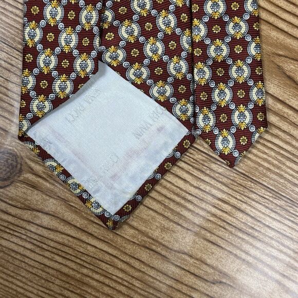 Nina Ricci Men’s Silk Necktie Tie Burgundy‎ Floral Pattern Made In Paris 57”x4” - Picture 6 of 10
